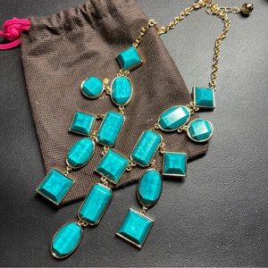 Kate Spade New York Sardinian Sun Bib Necklace, Turquoise 16" plus 2" Extension